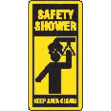 Brady Safety ShowerKeep Area Clear, 18 in x 8 in, Rectangle, Plastic, 20393LS 20393LS