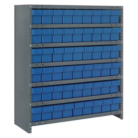 Quantum Storage Systems Steel Enclosed Bin Shelving, 18 in D x 39 in H x 36 in W, 7 Shelves, Blue CL1839-604BL