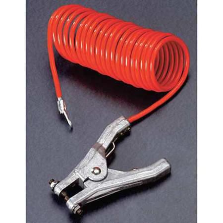 ZORO SELECT Insulated Coiled Grounding Wire, 10 ft, 3/16 in Dia, Hand Clamp & Terminal, Orange RAC-10