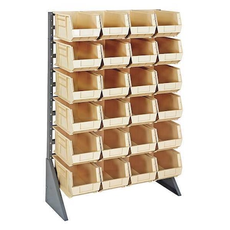 Quantum Storage Systems Steel Bin Rail Floor Rack, 15 in D x 54 in H x 36 in W, Ivory QRU-12S-240-24IV