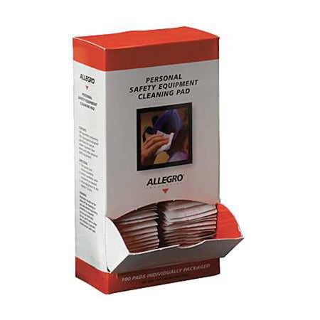Allegro Industries Respirator Cleaning Pads, Alcohol, Individually Wrapped, 100PK 1001