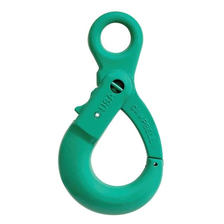 Campbell Chain & Fittings 1/2" Cam-Alloy Eye Self Locking Hook, Grade 100, Painted Green 5648895