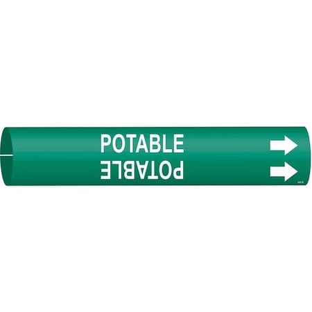 Brady Pipe Marker, Potable, Grn, 1-1/2 to2-3/8 In 4261-B