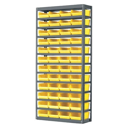 Akro-Mils Steel Bin Shelving, 12 in D x 79 in H x 36 in W, 13 Shelves, Yellow AS1279150Y