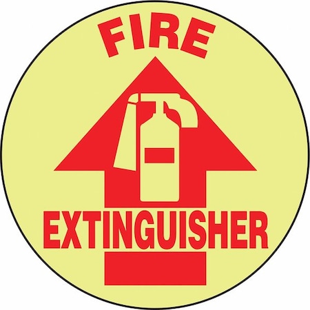 Accuform Floor Sign, Self-Adh, 17 Dia, Extinguisher MFS771