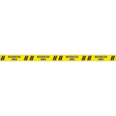 Zoro Select Floor Marking Tape, Polyester, Restricted Area, Black, Yellow, 3 in W., 7 mil Thickness 9TZM8