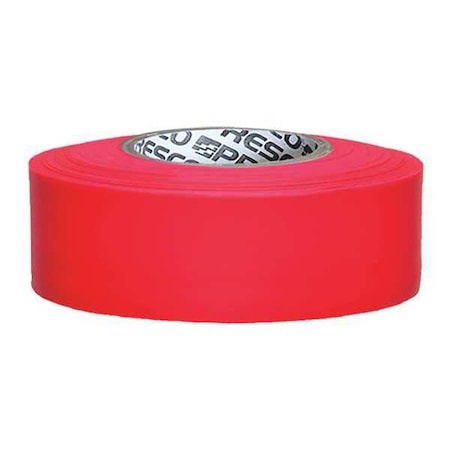 Zoro Select Flagging Tape, No Legend, Fluorescent Red, 1 3/16 in Wide x 150 ft Length, Vinyl, 4.5 mil TFRG-200