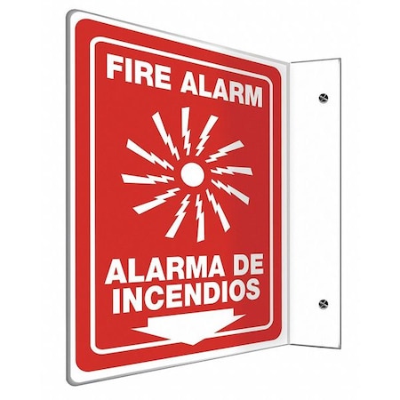 Accuform Fire Alarm Sign, 12X9", WHT/R, PLSTC, Width: 9" SBPSP440