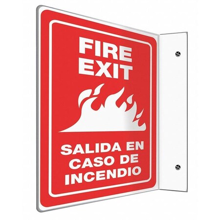 Accuform Spanish-Bilingual L-Shape Projection Sign, 12" Height, 9" Width, Plastic, English, Spanish SBPSP441