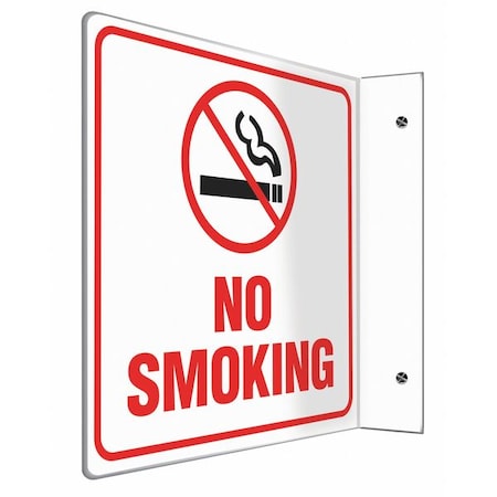 Accuform No Smoking Sign, 8 in H, 8 in W, Plastic, L-Shaped, English, PSP491 PSP491