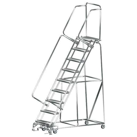 Ballymore 123" H T304 Stainless Steel Rolling Ladder, 9 Steps, 450 lb. Load Capacity SS093214G