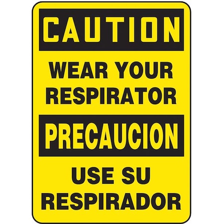 Accuform Spanish-Bilingual Caution Sign, 7" Height, 10" Width, Vinyl, Rectangle, English, Spanish SBMPPE418MVS