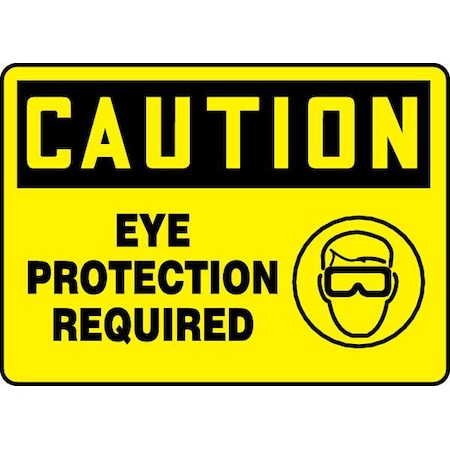 Accuform Caution, Eye Protection Required, 10" W x 7" H, Rectangle, Plastic MPPE795VP