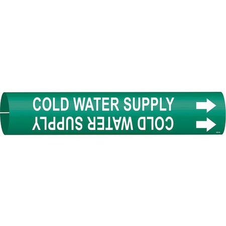Brady Pipe Marker, Cold Water Supply, Gn, 4to6 In 4031-D