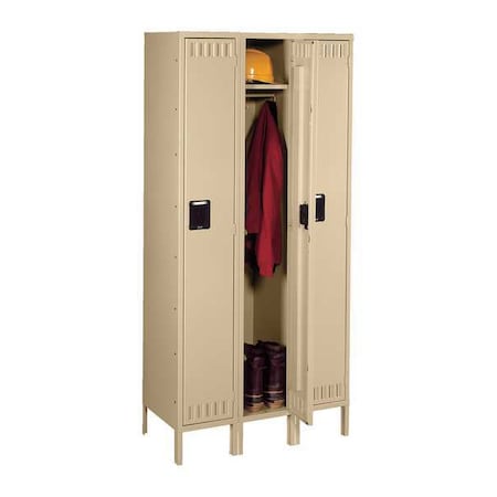 Tennsco Wardrobe Locker, 36 in W, 12 in D, 66 in H, (1) Tier, (3) Wide, Sand STK-121260-3 SD