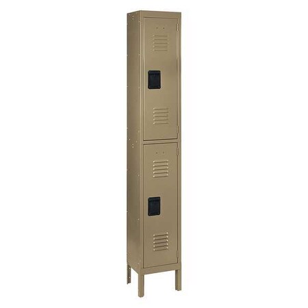 Edsal Wardrobe Locker, 12" W, 18" D, 78" H, (1) Wide, (2) Openings, Tan CL5091TN-UN