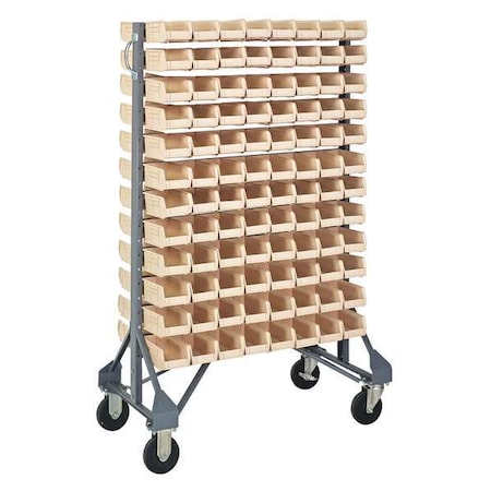 Quantum Storage Systems Steel Mobile Bin Rail Floor Rack, 36 in D x 53 in H x 20 in W, Ivory MQRU-12D-220-192IV