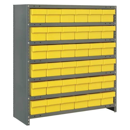 Quantum Storage Systems Steel Enclosed Bin Shelving, 12 in D x 39 in H x 36 in W, 7 Shelves, Yellow CL1239-601YL