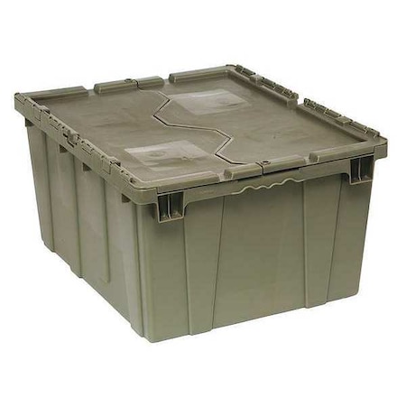 Quantum Storage Systems Attached Lid Container, 29.92 gal Volume Cap., 28 1/8 in L, 20 5/8 in W, 15 5/8 in H, Plastic, Gray QDC2820-15