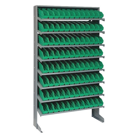 Quantum Storage Systems Steel Pick Rack, 12 in D x 60 in H x 36 in W, 8 Shelves, Green QPRS-100GN