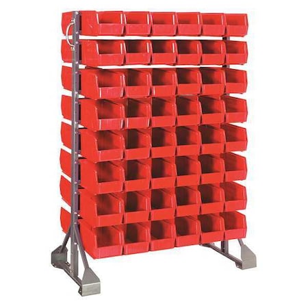 Quantum Storage Systems Steel Bin Rail Floor Rack, 20 in D x 54 in H x 36 in W, Red QRU-16D-230-96RD