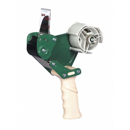 Seal Safe Tape Dispenser, 3 in Max. Tape Width. 6 1/4 in Tape Core Dia, Pistol, Plastic, Blue QPC-3398