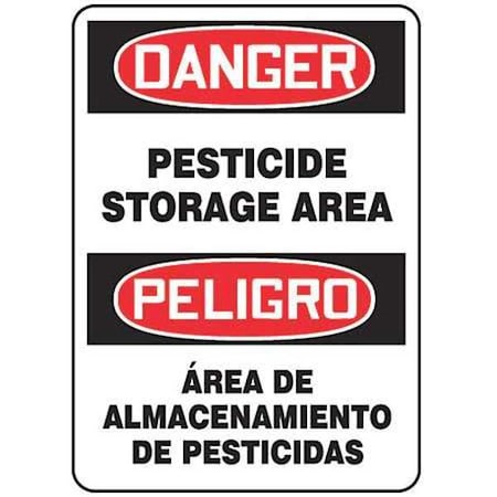 Accuform Spanish-Bilingual Danger Sign, 14 in H, 10 in W, Vinyl, Rectangle, English, Spanish, SBMCAW109VS SBMCAW109VS