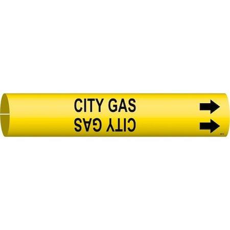 Brady Pipe Marker, City Gas, Yel, 3/4 to 1-3/8 In 4027-A