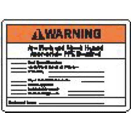 Brady Permanent Adhesive Label, 3 1/2 in Height, 5 in Width, Vinyl, Horizontal Rectangle, English 121072