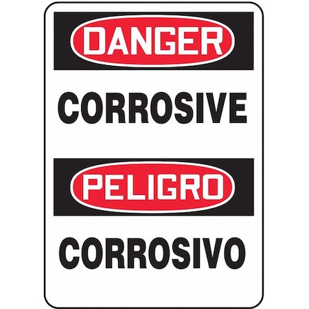 Accuform Spanish-Bilingual Danger Sign, 14 in H, 10 in W, Vinyl, Rectangle, English, Spanish, SBMCHL222VS SBMCHL222VS