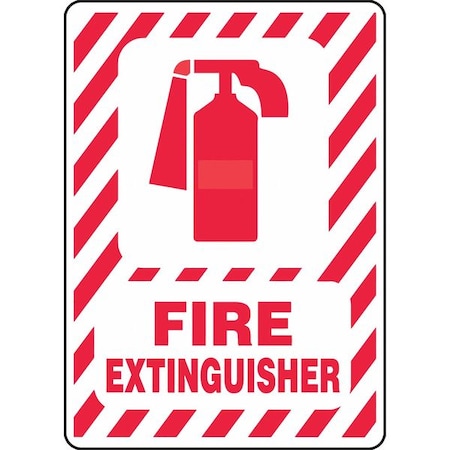 ACCUFORM Fire Extinguisher Sign, 10X7", R/WHT, Sign Legend Color: Red MFXG419VP