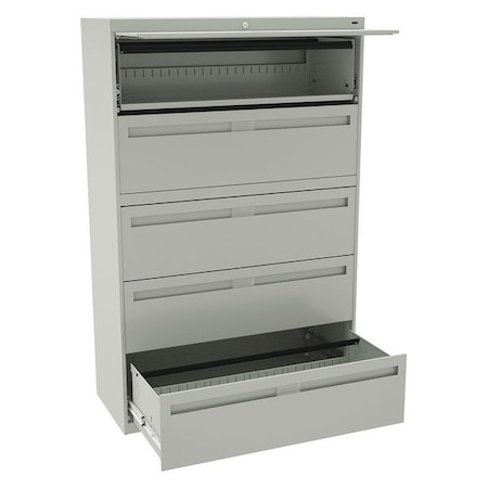 Tennsco 42 in W 5 Drawer Lateral File Cabinet, Light Gray LPL4260L50 LGHT GREY