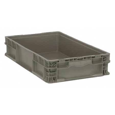 QUANTUM STORAGE SYSTEMS Straight Wall Container, Gray, Polyethylene, 24 in L, 15 in W, 5 in H, 0.7 cu ft Volume Capacity RSO2415-5