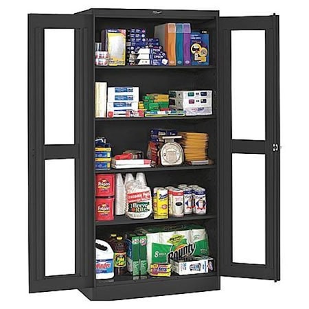 Tennsco Shelving Storage Cabinet, 78 in H, 48 in W, 24 in D, Swing, Keyed, Black, 4 Shelves, 0 Drawers CVDJ2478SU BLACK