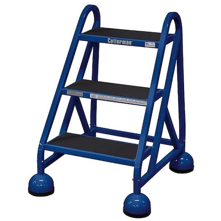 Cotterman Rolling Step, 3 Steps, 31 in Overall Height, Steel, Blue ST-300 A2 C21 P5