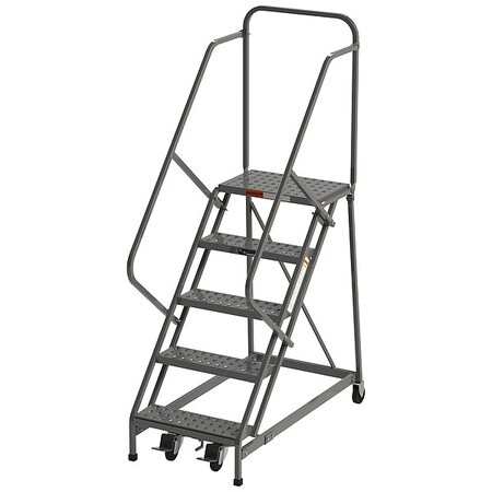 Ega 86 in H Steel Rolling Ladder, 5 Steps, 450 lb Load Capacity Z034