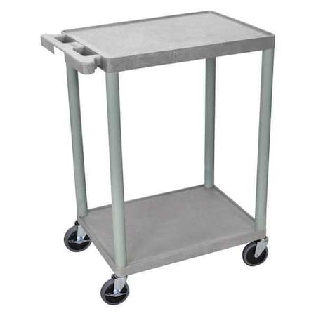 ZORO SELECT Utility Cart with Lipped Plastic Shelves, Flat, 2 Shelves, 300 lb STC22-G