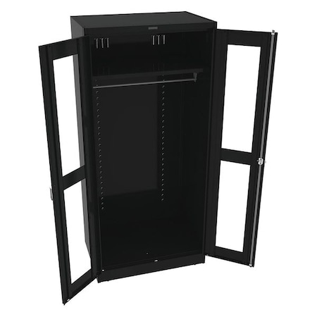Tennsco Wardrobe Storage Cabinet, 78 in H, 36 in W, Swing, Keyed, Black, 2 Shelves, 0 Drawers CVD7824W BLACK