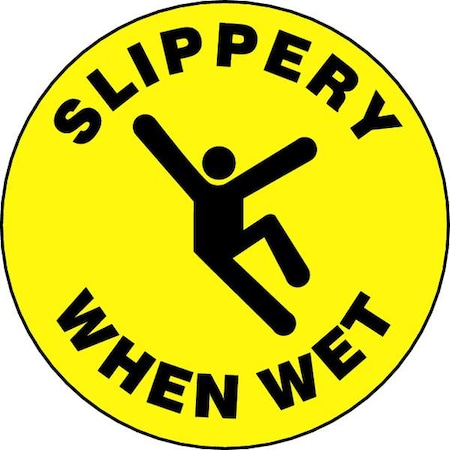 Accuform Slip-Gard Round Floor Sign, 17 in H, 17 in W, Vinyl, Circle, English, MFS723 MFS723