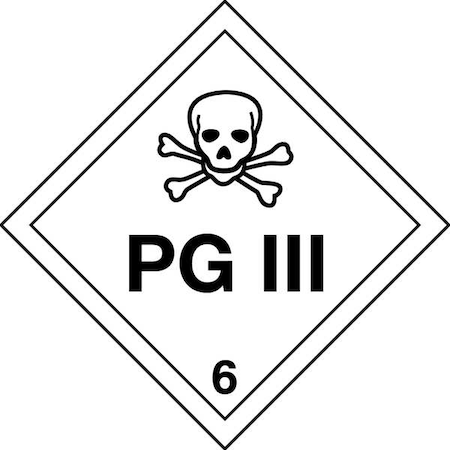 Stranco DOT Container Placard, PG III, Self-Adhesive Vinyl, 10-4/5" W x 10-4/5" H, 10 PK DOTP-0105-V10