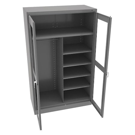 Tennsco Combo Wardrobe Storage Cabinet, 78 in H, 48 in W, 24 in D, Swing, Keyed, Medium Gray, 5 Shelves CVDJ2478C MED GREY
