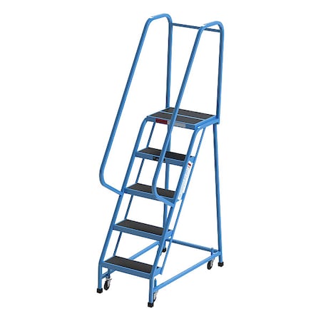 Ega 6.7 ft H Steel Rolling Ladder, 5 Steps, 450 lb Load Capacity F008-B