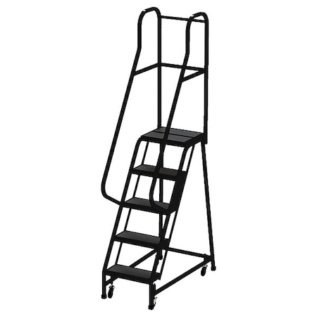 Ega 6.7 ft H Steel Rolling Ladder, 5 Steps, 450 lb Load Capacity CA-F008-BL