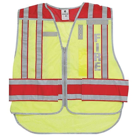 Zoro Select M To XL Fire Safety Vest, Lime/Red 4003BV-M-XL