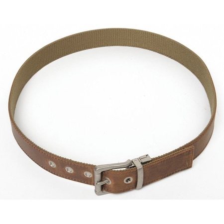 Zoro Select Rev Web Belt, Brn/Olv, 38In, Leather/Canvas 091DOL 38