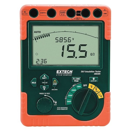 Extech Battery Operated Megohmmeter, 5000VDC 380395