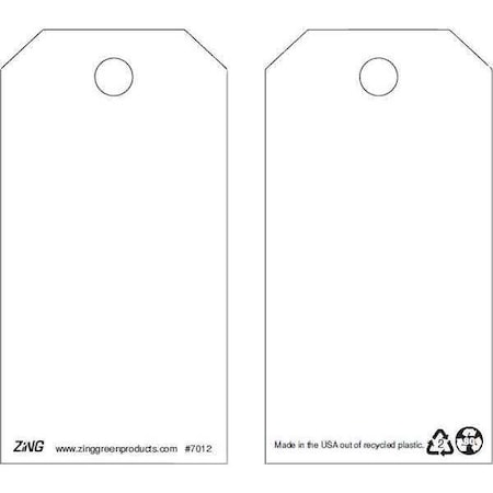 ご確認用(* .ˬ.) Zing Tag, Blank, Plastic, 5 3/4 in H x 3 in W, White