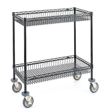Metro Utility Cart with Deep Lipped Wire Shelves, Steel, 800 lb Load Capacity, 2 Shelves, 48 in L 66171