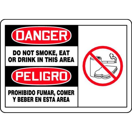 Accuform No Smoking Sign, 7" H, 10" W, Vinyl, Rectangle, English, Spanish, SBMSMK013MVS SBMSMK013MVS