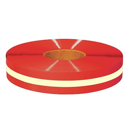 Mighty Line Floor Marking Tape, vinyl, Solid with Center Line, Red, 2 in W. 2RRLUM